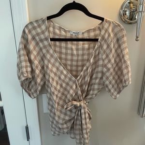 Madewell Gingham Wrap Blouse